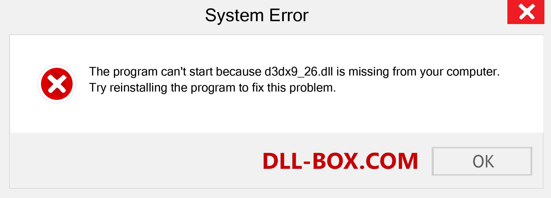 d3dx9_26.dll file is missing?. Download for Windows 7, 8, 10 - Fix  d3dx9_26 dll Missing Error on Windows, photos, images